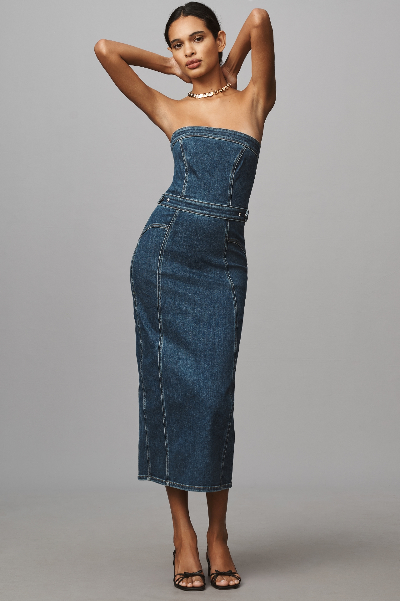 Good American Denim Tube Midi Dress