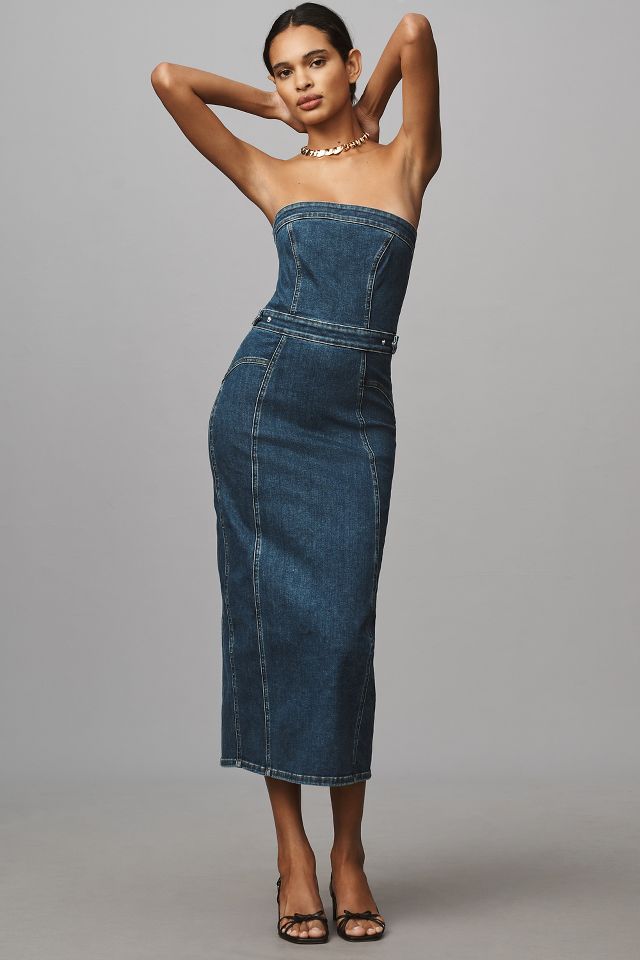 Good American Denim Tube Midi Dress Anthropologie