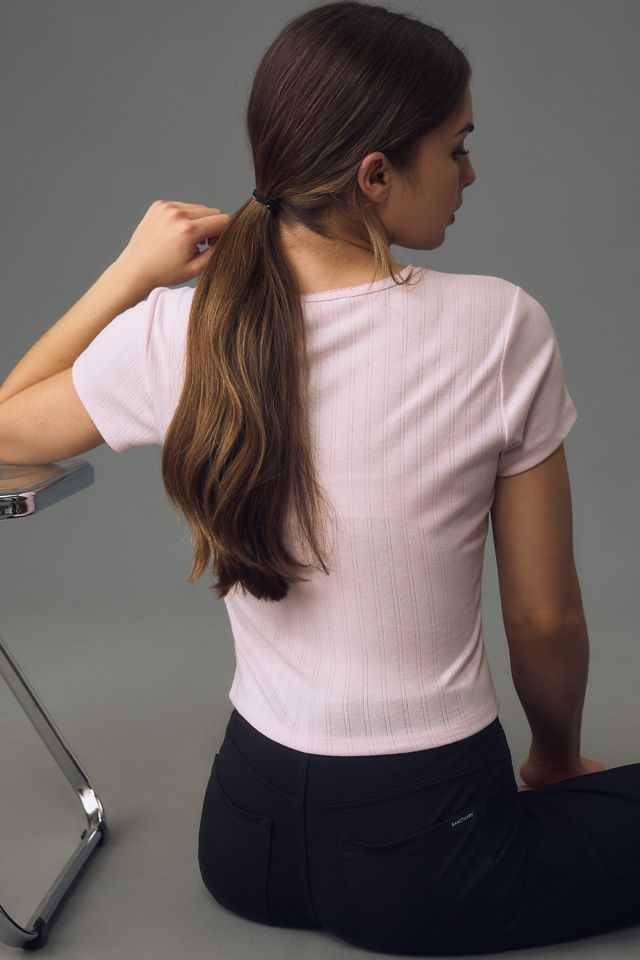 Good American Pointelle Baby Tee #1