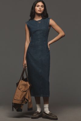 Good American Denim Column Midi Dress | Anthropologie