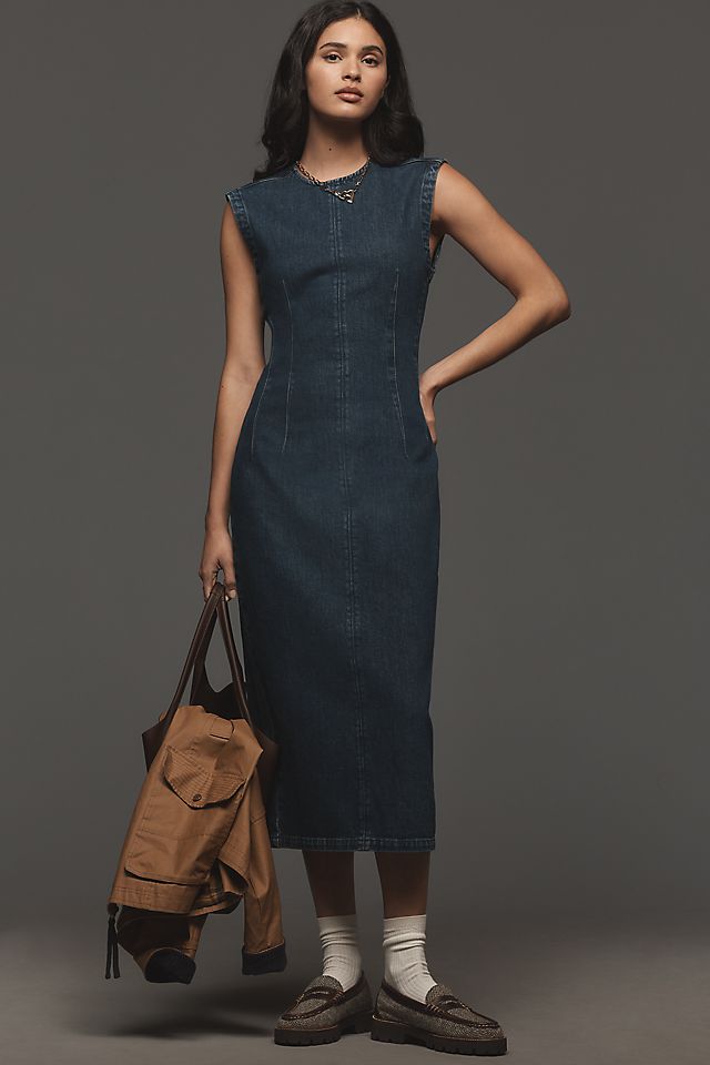 white christmas dresses A Greater Love Denim Midi Dress L Flying Tomato Dark Indigo / L main image 1