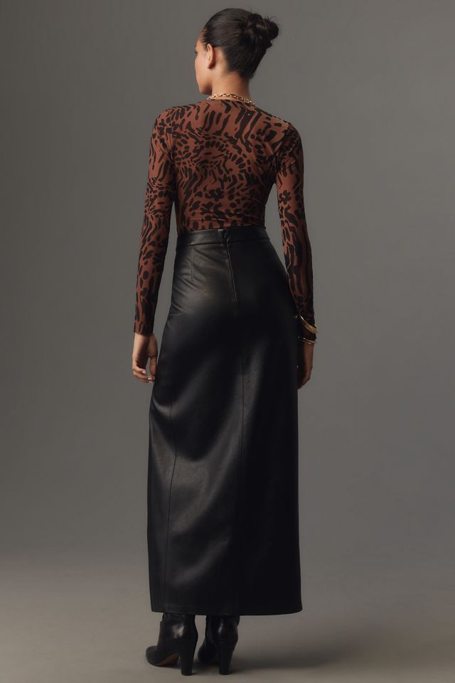 ruffle leather dress The Havana Vegan Leather Dress in Black Onyx | L