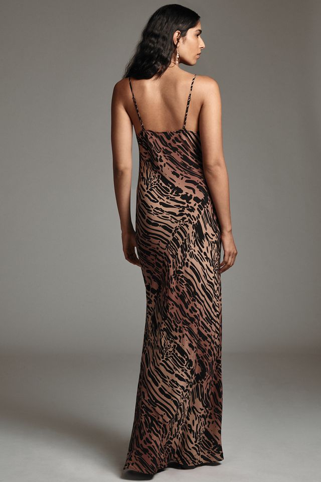 Good American Chiffon Bias Cowl-Neck Maxi Dress #1