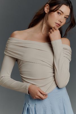 x Anthropologie Rib-Knit Crisscross Long-Sleeve Top