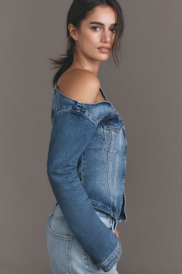 Good American Asymmetric Denim Shirt #4