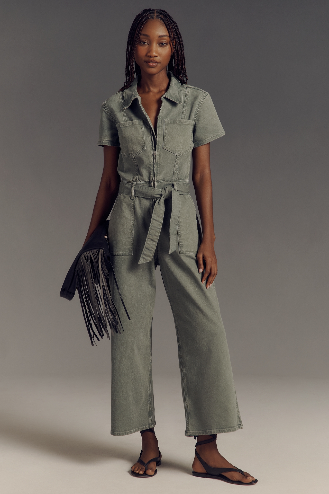 Good American x Anthropologie Fit For Success Utility Cropped Jumpsuit