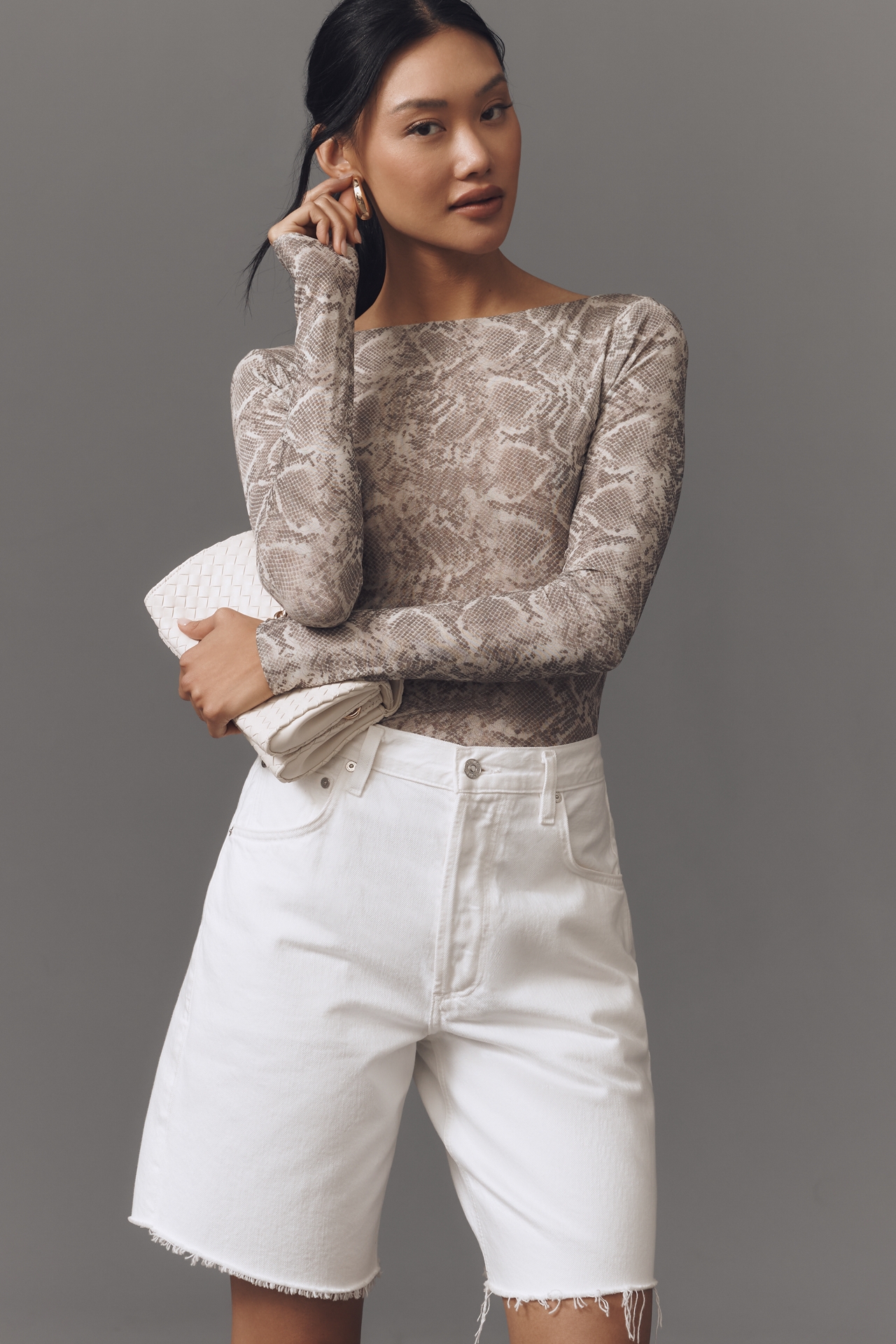 Good American Boat-Neck Mesh Bodysuit