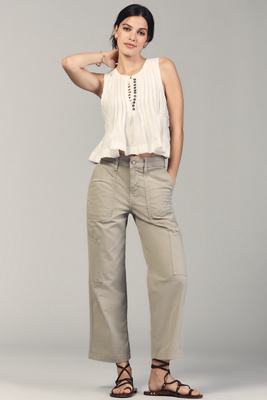 Good American High-rise Cargo Cropped Twill Pants In Multicolor
