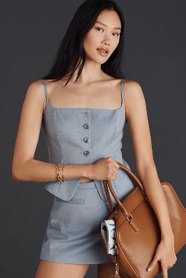 GOOD AMERICAN TWILL SUITING VEST TOP 
