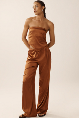 GOOD AMERICAN SATIN PULL-ON PANTS 