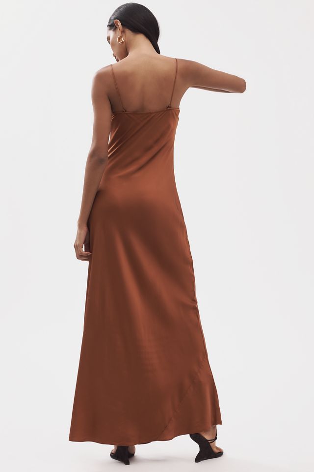 Good American Sleeveless Satin Slip Maxi Dress #1