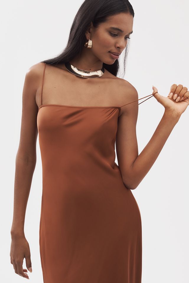 Good American Sleeveless Satin Slip Maxi Dress #2