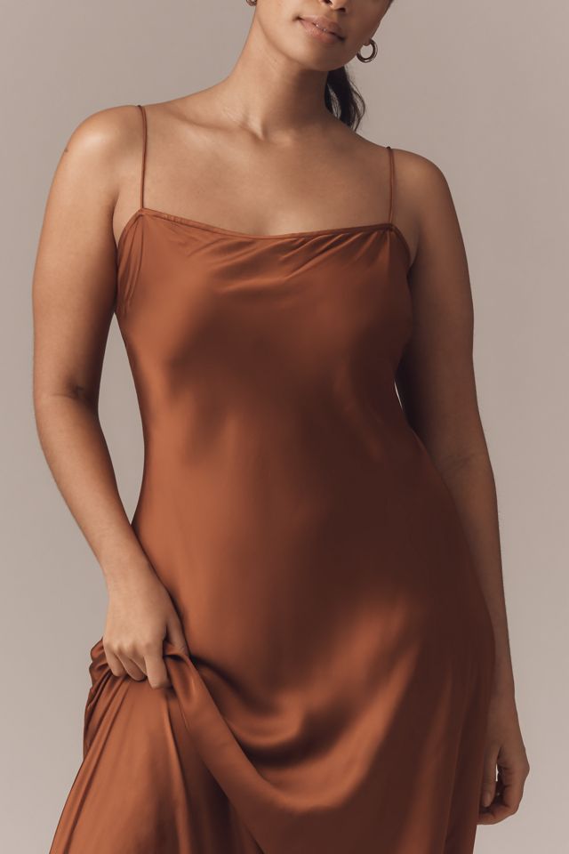 Good American Sleeveless Satin Slip Maxi Dress #4