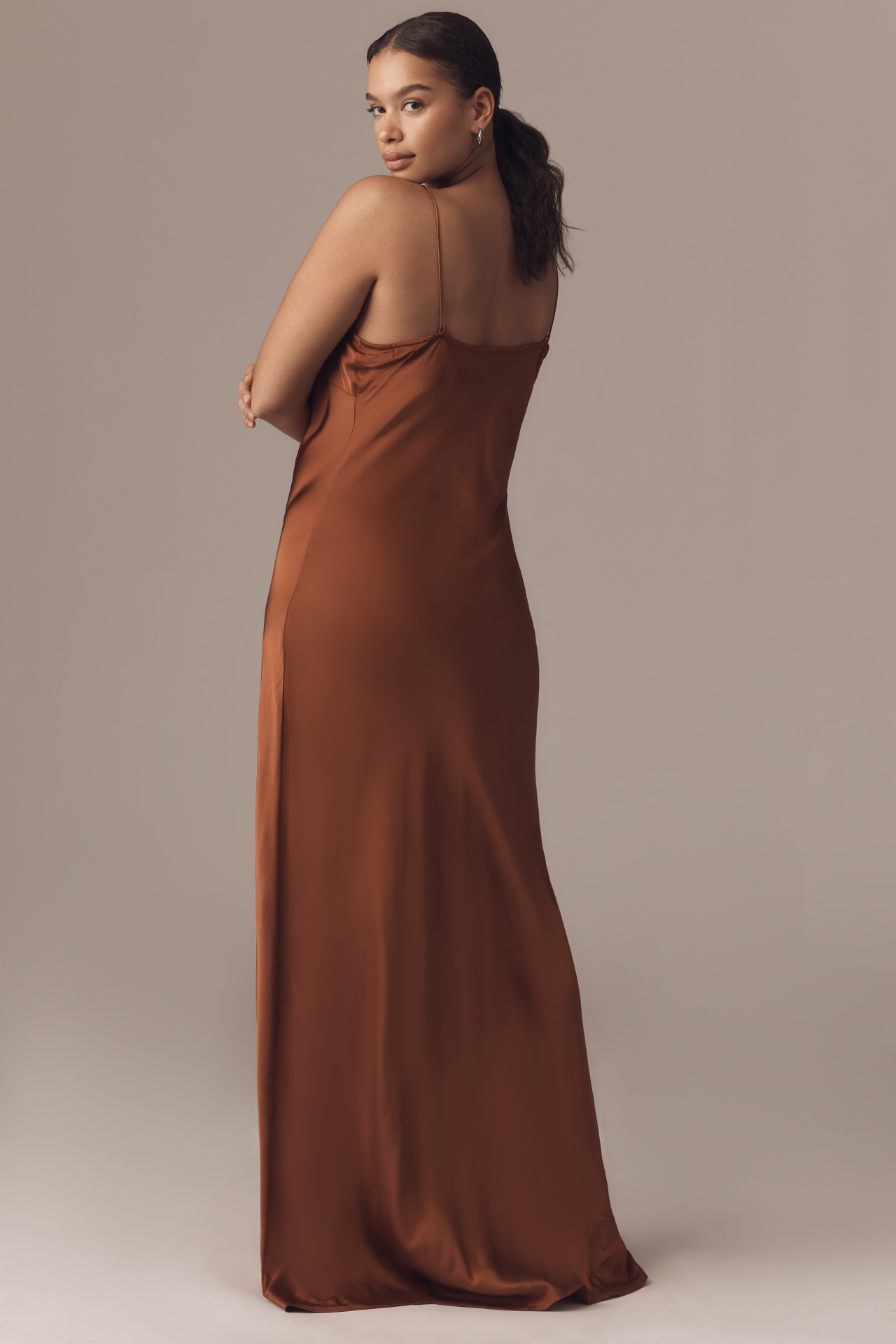 Good American Sleeveless Satin Slip Maxi Dress
