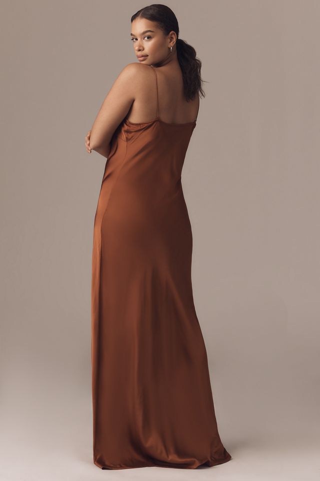 Good American Sleeveless Satin Slip Maxi Dress #5