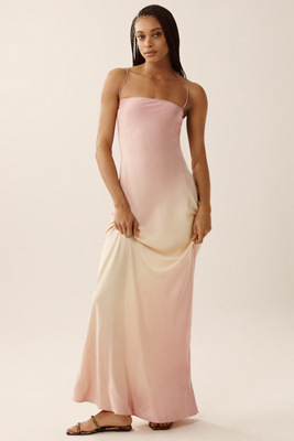 GOOD AMERICAN SLEEVELESS SATIN SLIP MAXI DRESS 