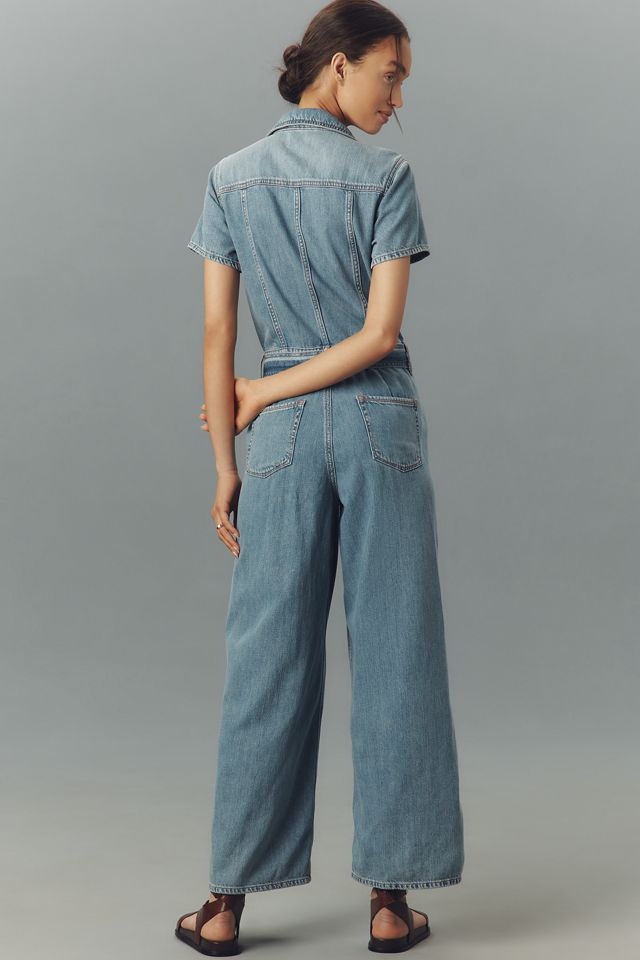 Good American Fit For Success Lite Linen Denim Crop Jumpsuit #2