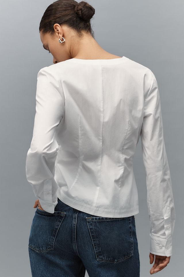 Good American Long-Sleeve Poplin Ruched Shirt #1