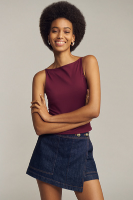 Good American Weightless Scuba Tank Top In Purple