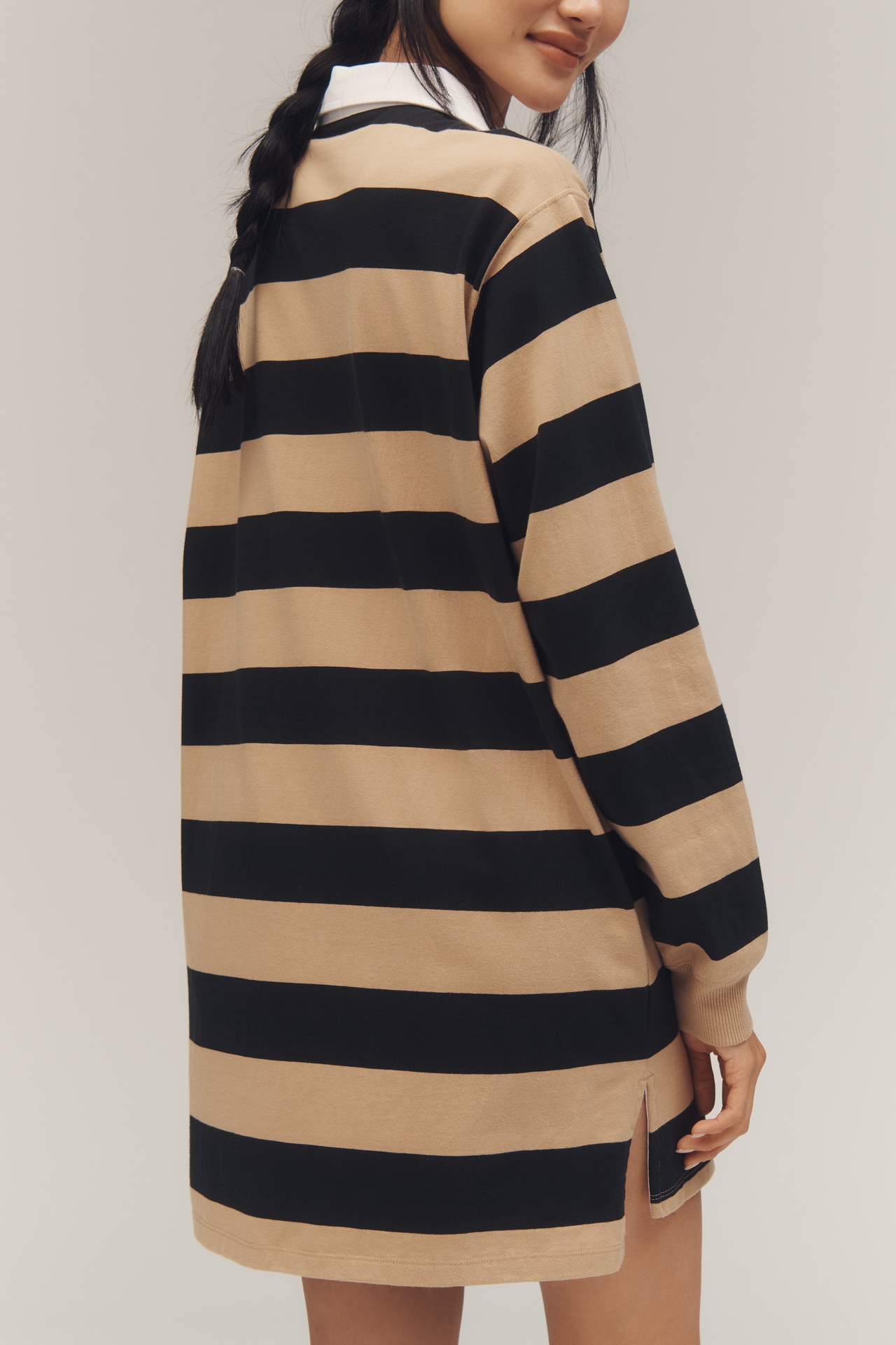 Good American Jersey Polo Long-Sleeve Mini Dress