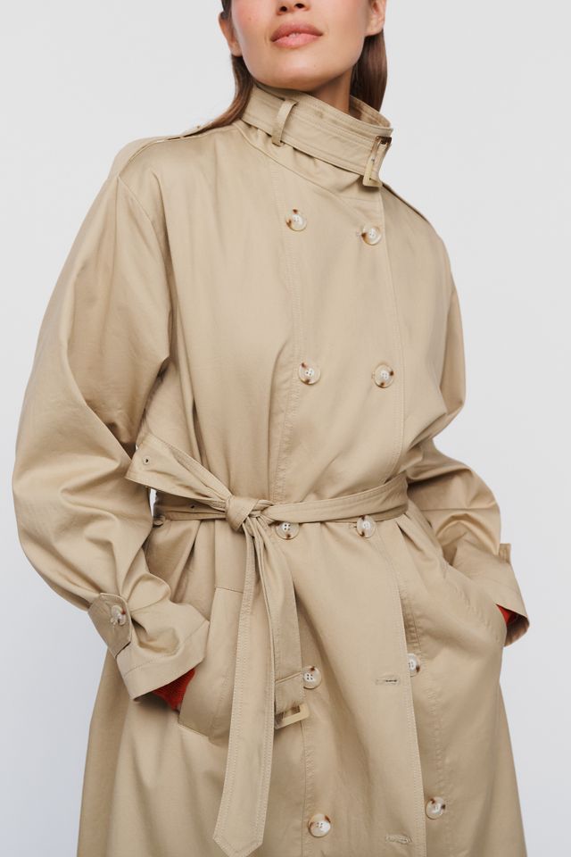 By Anthropologie 100% Cotton Funnel-Neck Trench Coat #4