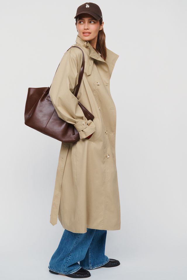 By Anthropologie 100% Cotton Funnel-Neck Trench Coat #1