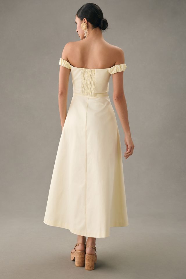favorite daughter yellow dress The Vineyard The addition of back smocking creates a fitted bodice that is balanced with the A Favorite Daughter The Lovesick Dress