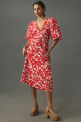 Rhode Women's Ina Filigree Midi-dress, Red Caspain Lagoon Grande In Red