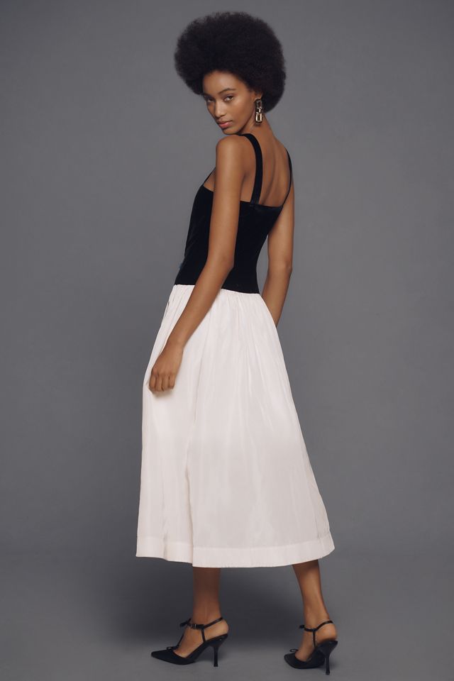 RHODE Georgina Sleeveless Square-Neck Colorblock Midi Dress #1