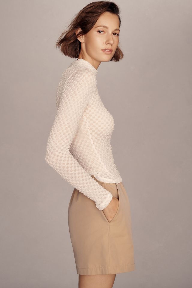 FRAME Mesh Lace Turtleneck