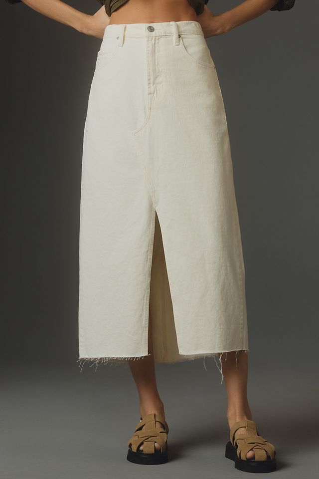 FRAME The Midaxi Raw-Hem Denim Midi Skirt #1