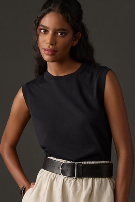 Frame Le High Rise Cotton-jersey Tank In Black