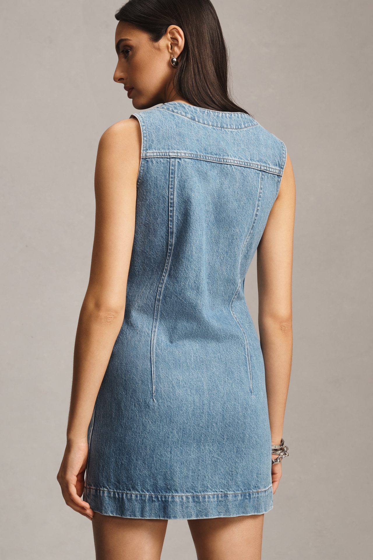 FRAME Sleeveless Trucker Pocket Denim Mini Dress