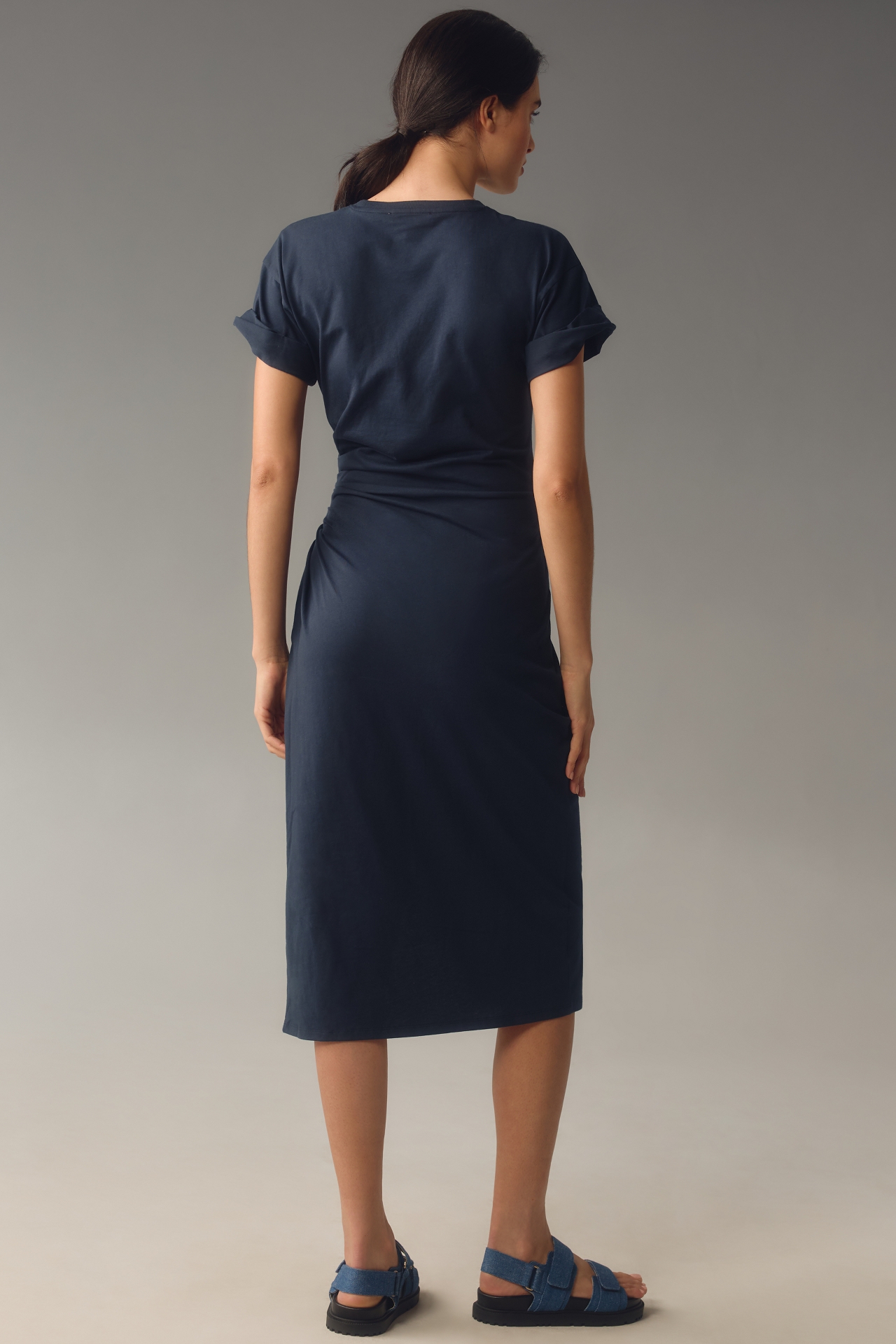 FRAME Faux-Wrap Midi Dress