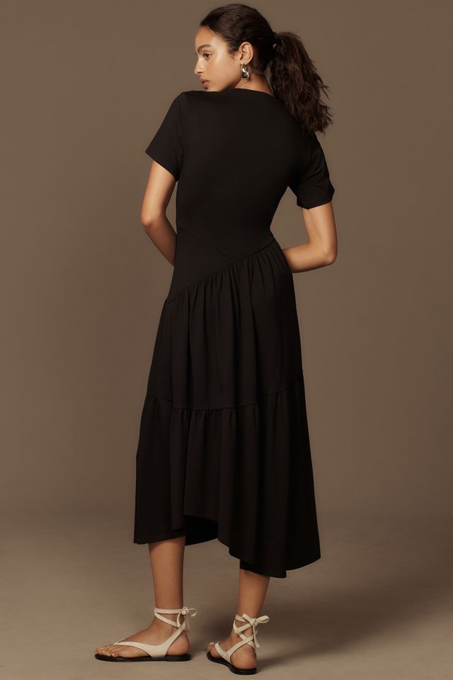 FRAME Short-Sleeve Gathered Seam Midi Dress #2