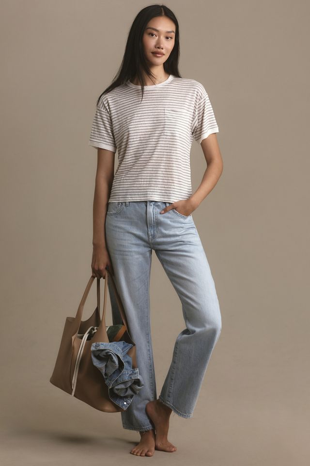 FRAME Linen Pocket Crew Tee Anthropologie