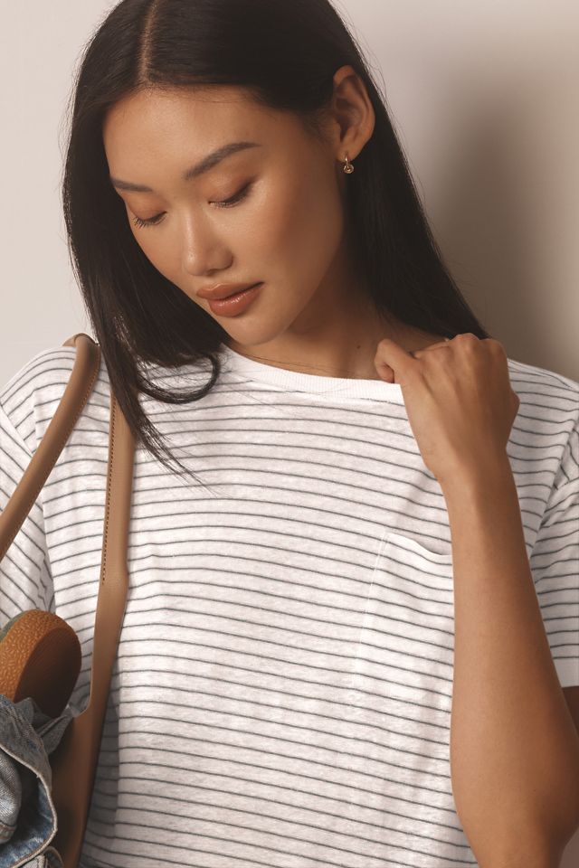 FRAME Linen Pocket Crew Tee Anthropologie