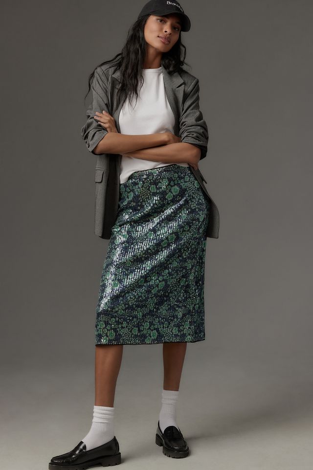 Anthropologie sequin 2024 midi skirt