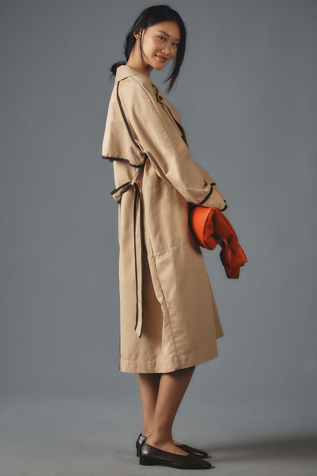 Anthropologie piped trench coat shop