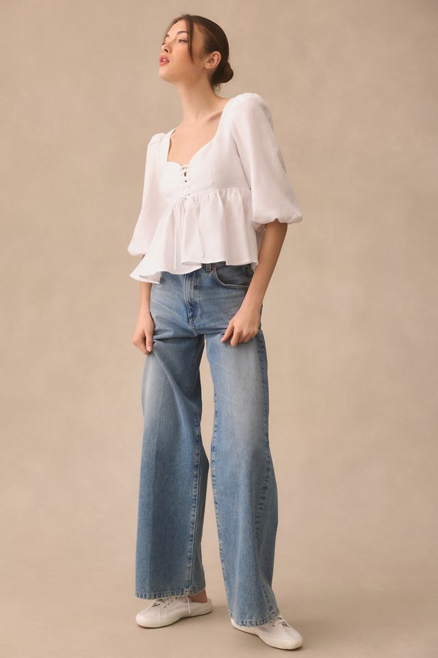 Reformation Abigail Linen Top #1