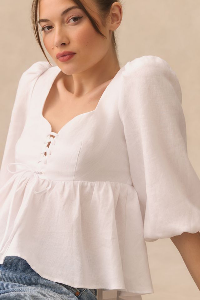 Reformation Abigail Linen Top #3