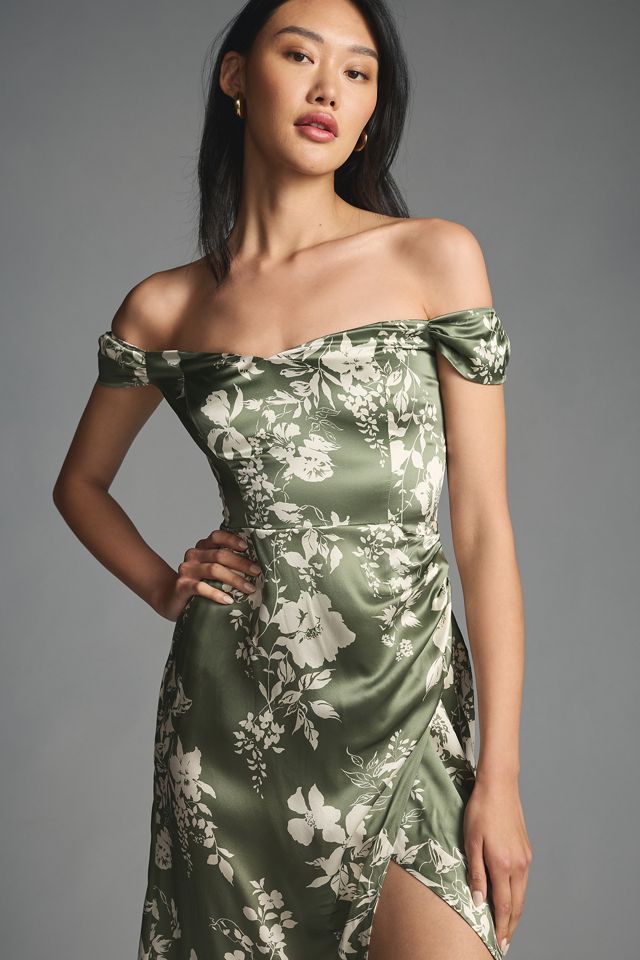 reformation dress green Reformation // Green Silk Jeany Dress – VSP Consignment main image 0