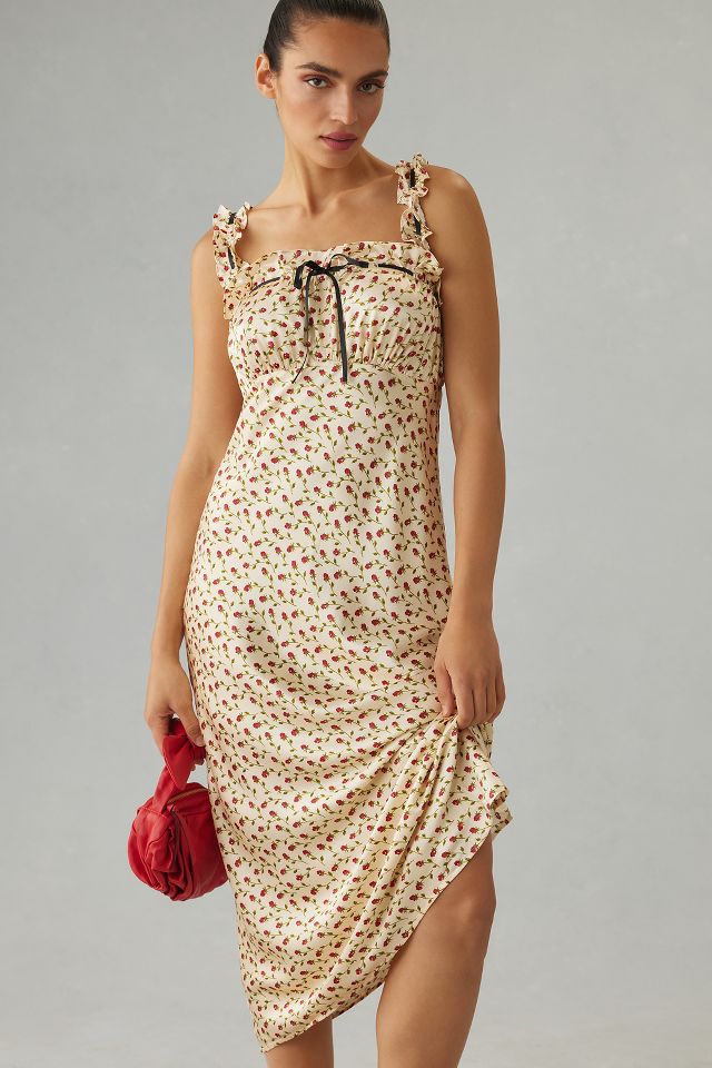 Erdem ruffled floral-print silk-charmeuse midi dress