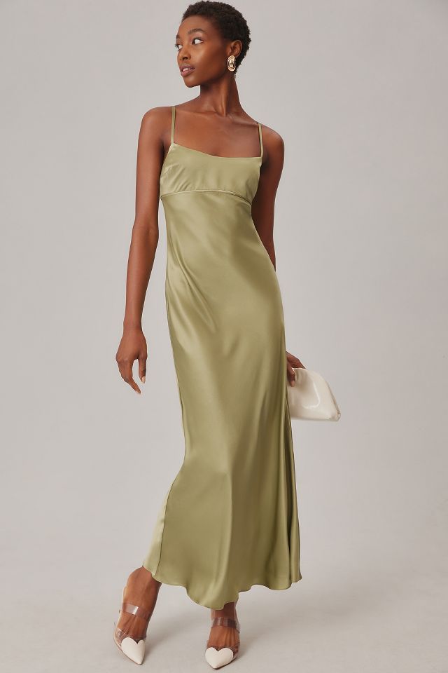 Anthropologie green 2025 silk dress