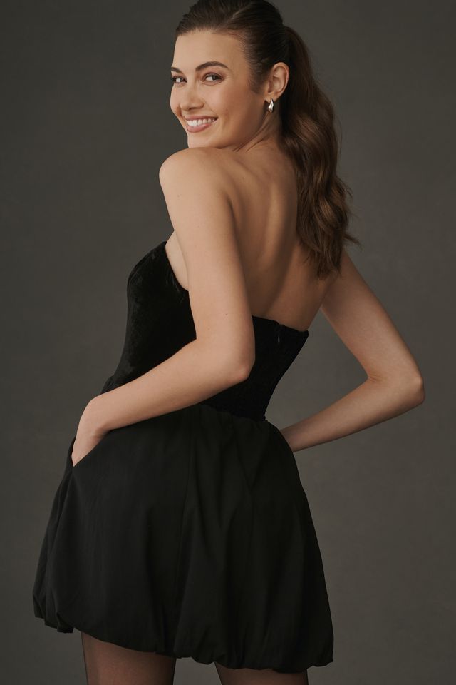 Reformation St. Louis Strapless Velvet Mini Dress #1
