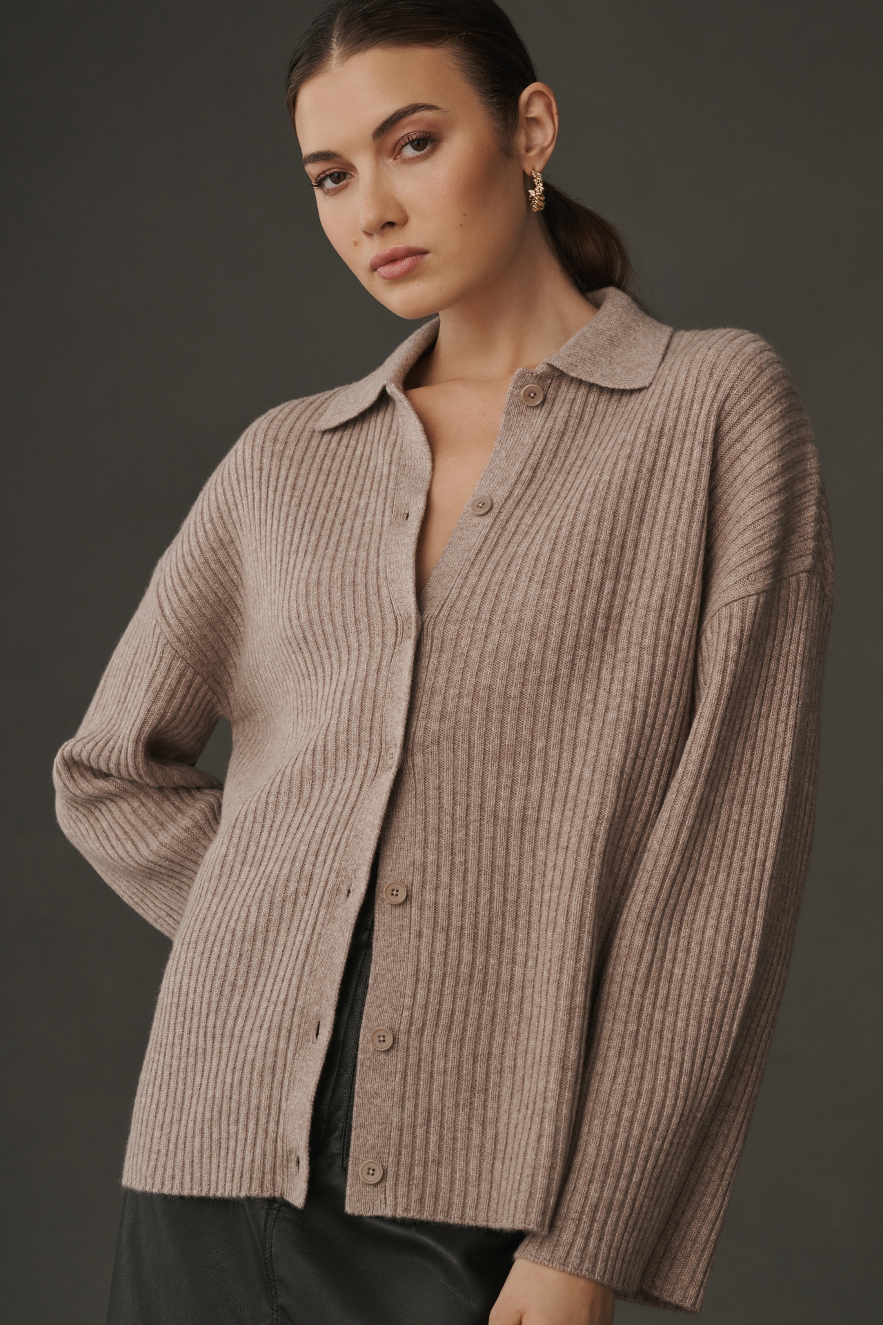 Reformation Fantino Cashmere Collared Cardigan