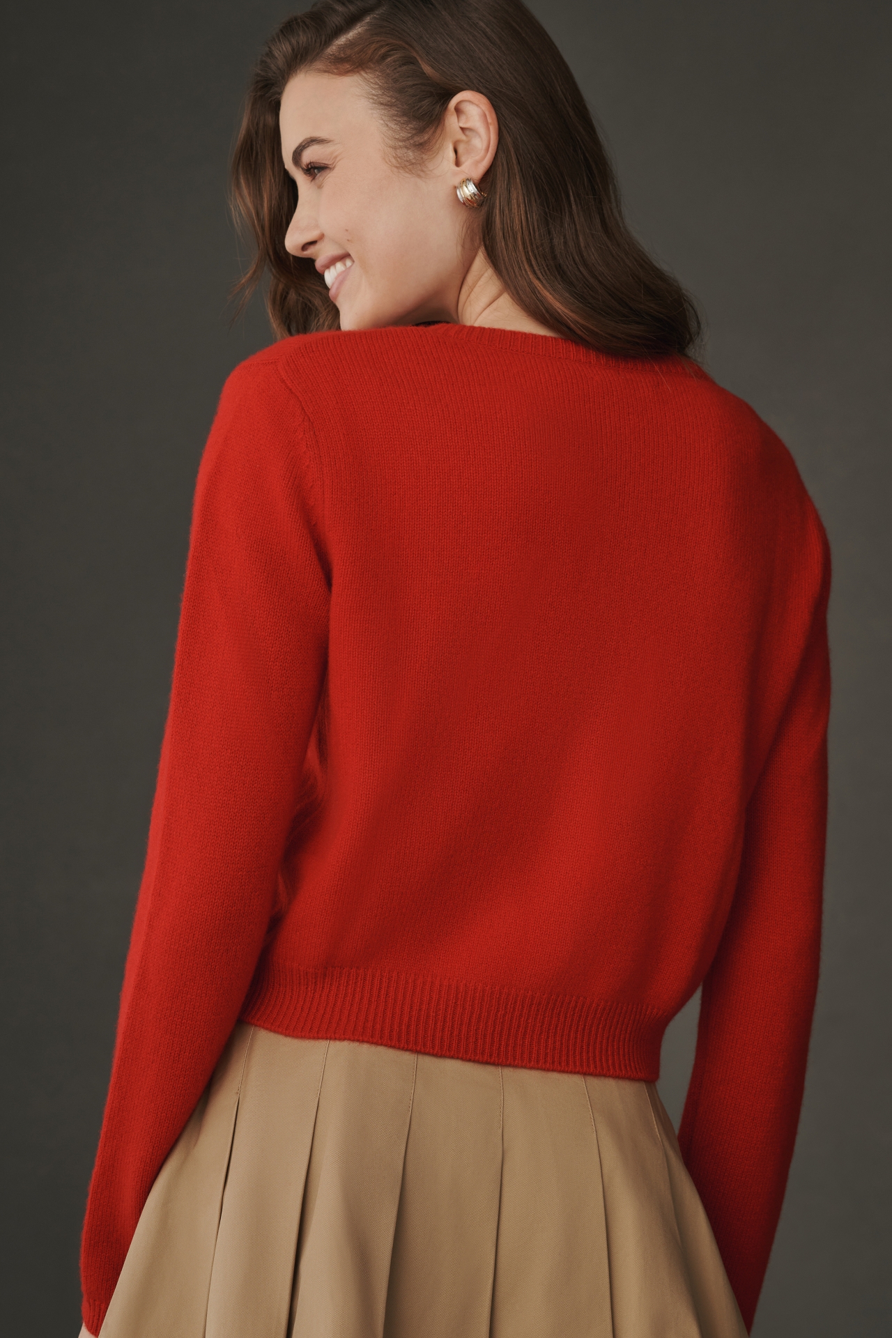 Reformation Clara Cashmere Crew Cardigan Sweater