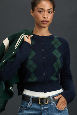 Reformation Clara Cashmere Crew Cardigan Sweater In Green