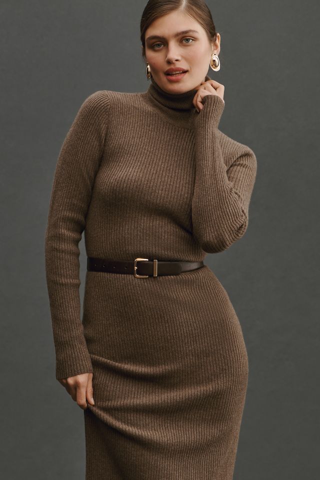 brown cashmere dress Modal-Cashmere Blend Off-Shoulder Ruched Mini Dress in Espresso - L