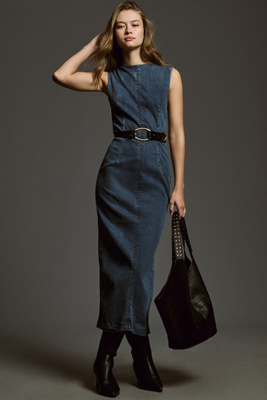 Reformation Kendi Sleeveless Denim Midi Dress | Anthropologie
